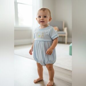 Jelly Beans Baby Blue Striped One-Piece Romper
